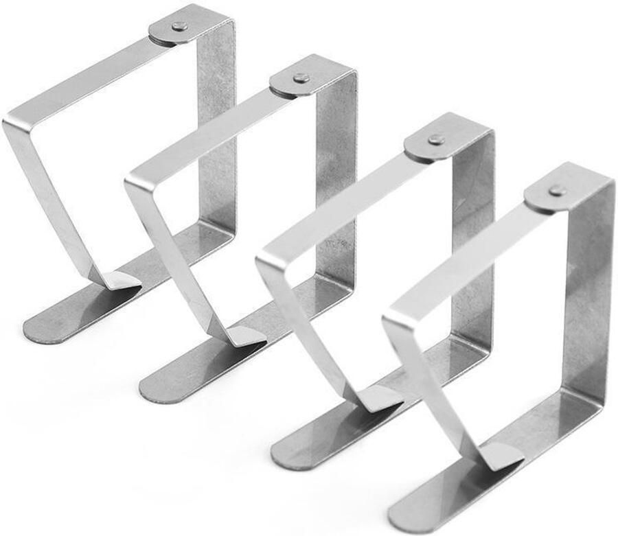 OEM 12 tafelkleedklemmen tafelkleedbevestigingsklemmen tafelkleedklemmen van roestvrij staal winddichte tafelkleedklemmen voor buiten zilveren klemmen metalen tafelkleedgespen