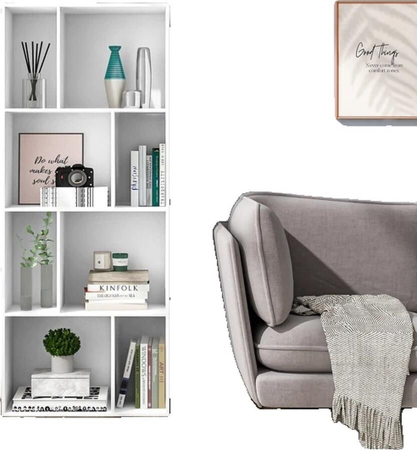 OEM Boekenkast 8 open compartimenten scheidingskubus plank Wit