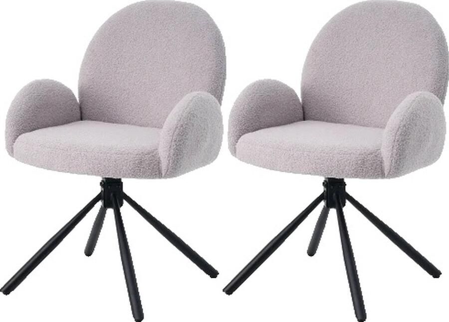 OEM Eetkamerstoel Draaibaar Sherpa Stof Armleuningen Modern Ontwerp 2 stuks