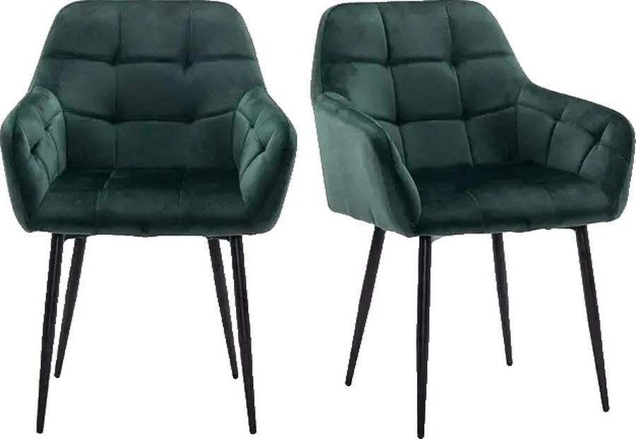 OEM Eetkamerstoel Set Armleuningen Fluweel Bekleding 2-delige set