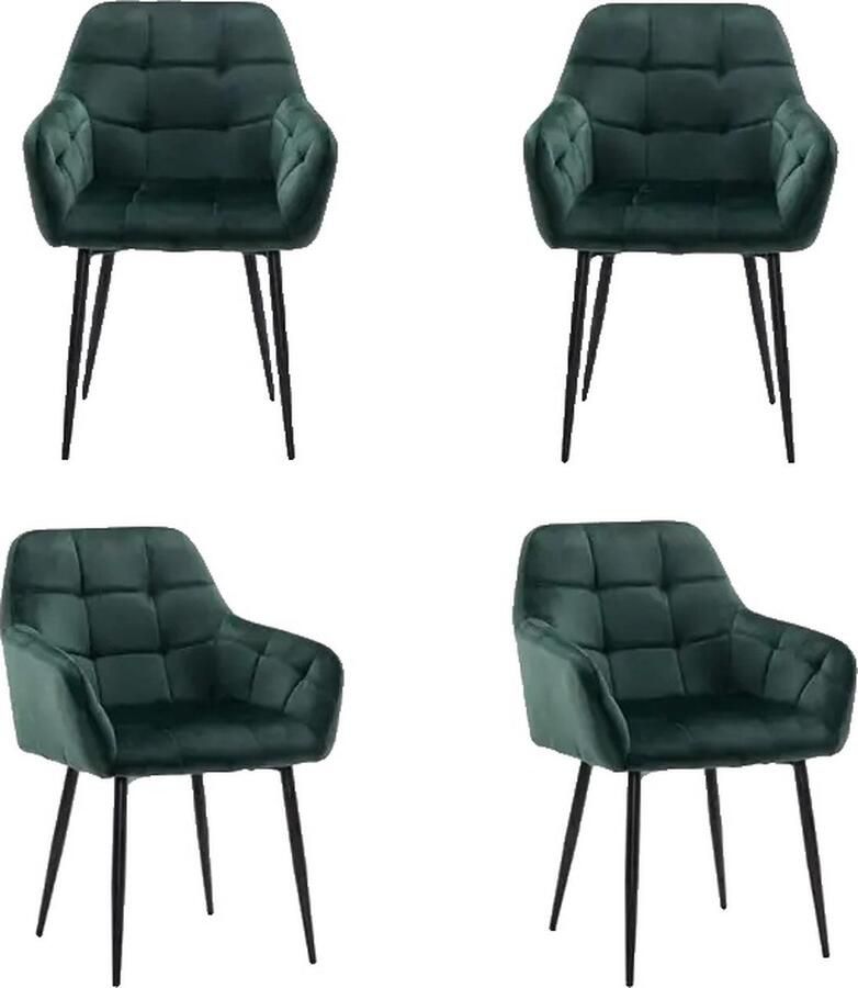 OEM Eetkamerstoel Set Armleuningen Fluweel Bekleding 4-delige set