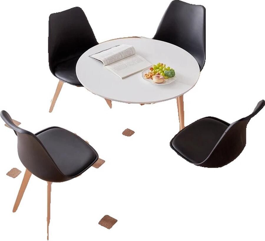 OEM Eettafelset Rond Ontwerp PU Kussen Zwarte Eetkamersets
