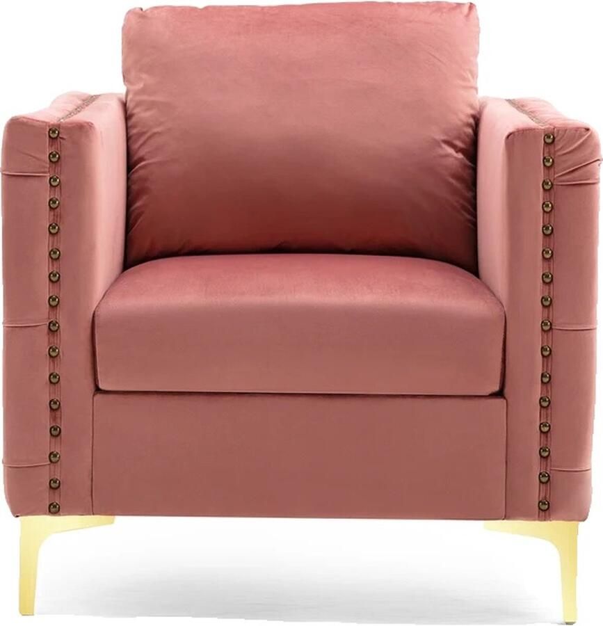 OEM Fluwelen Fauteuil Stijlvol Ontwerp Gouden Metalen Poten Roze