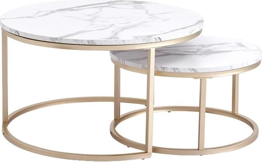 OEM Salontafel Rond Ontwerp Marmeren Glazen Afwerking 80CM