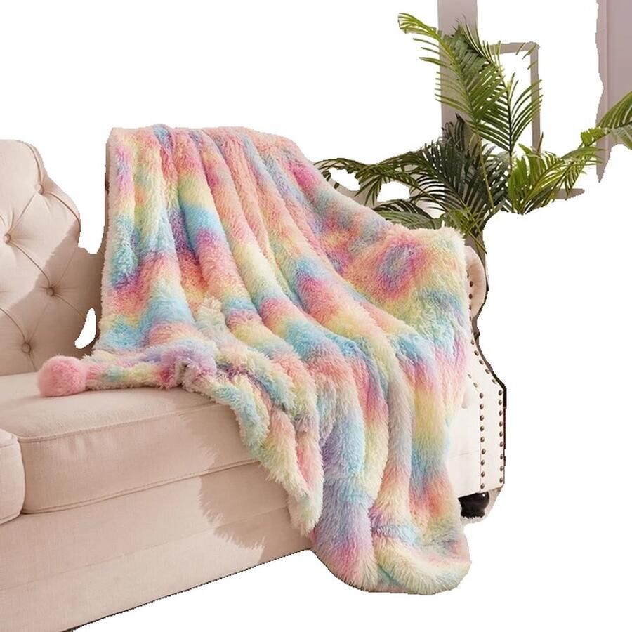 OEM Nepbont Deken Pluizig en Zacht Decoratief voor Bank en Slaapkamer Kleurrijk 127x152cm 50x 60inch