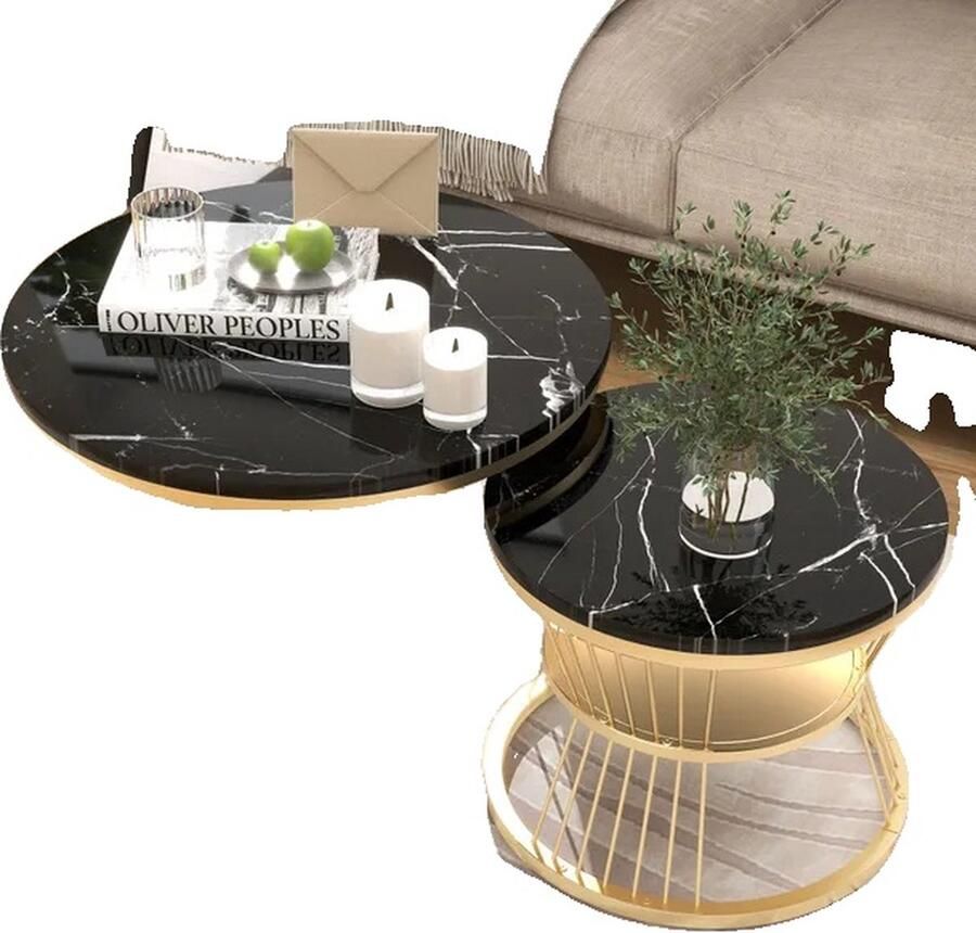 OEM Nestende salontafel moderne stijl marmerfineer Zwart