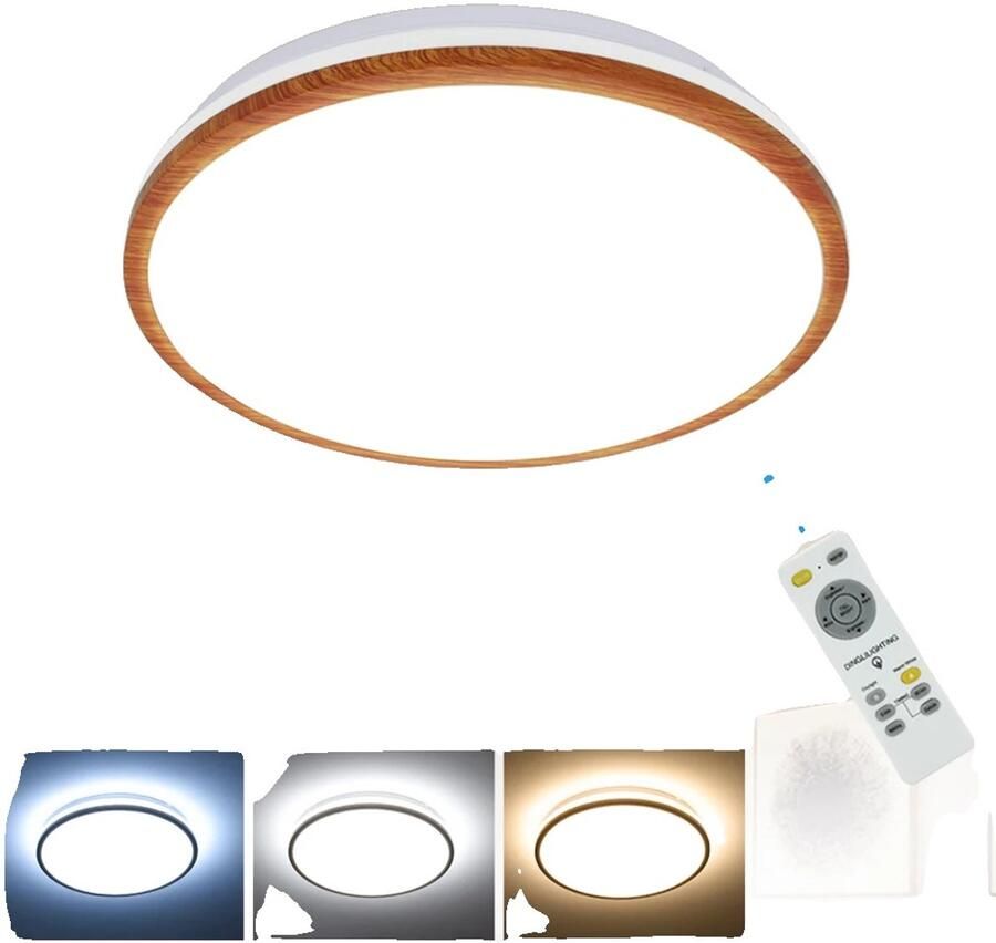 OEM Ronde LED Plafondlamp Dimbare Functionaliteit Drie Kleurkeuzes Houten 3 Kleuren 220-240V