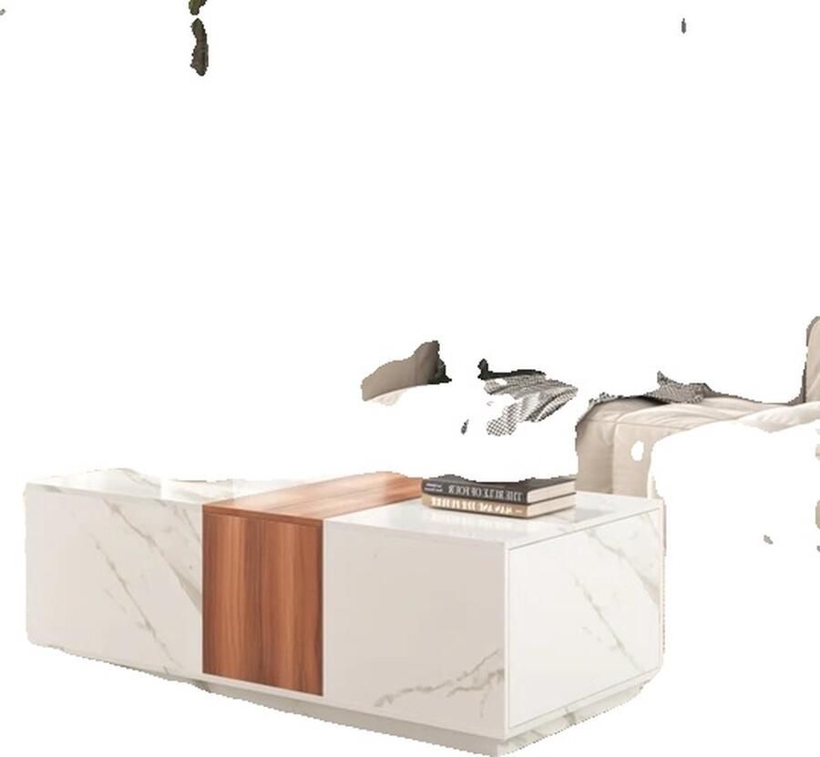 OEM Salontafel Marmerlook Hoogglans Wit