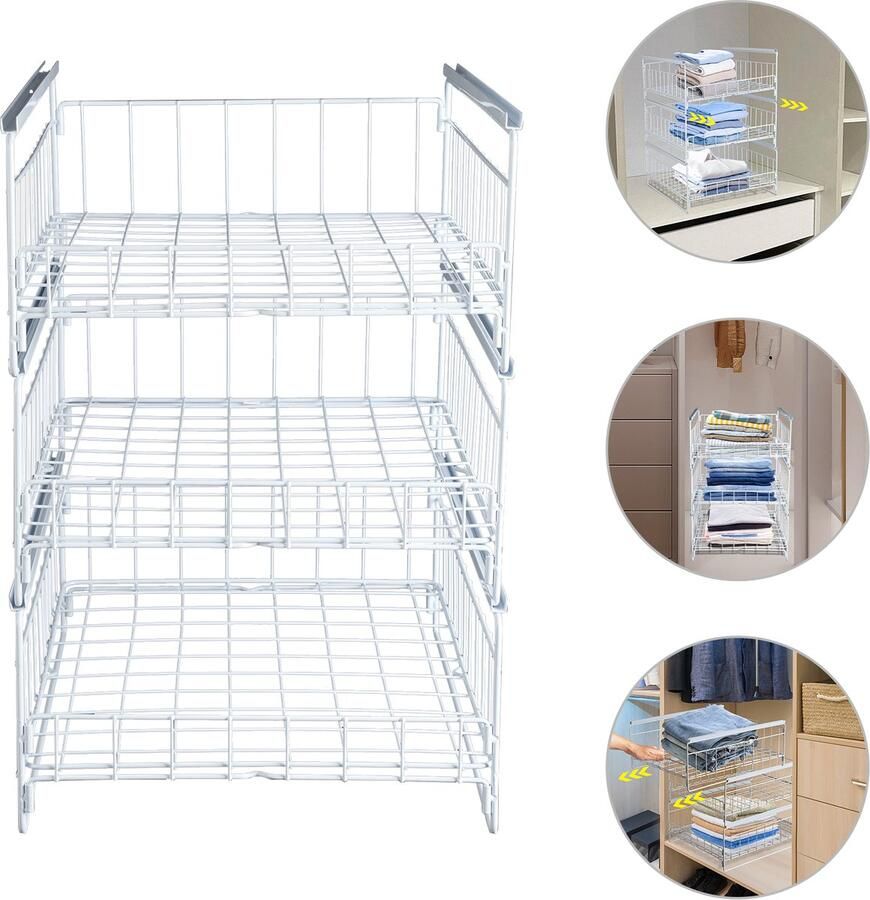 OEM Witte Stapelbare Opbergdoos Drie-Laags Ontwerp Duurzaam Koolstofstaal Gemakkelijke Toegang