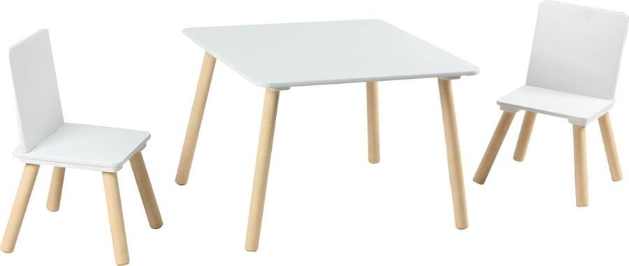 Oemmie Kindermeubelset Kindertafel Speeltafel Kindertafel met Stoeltjes Kinderhoekmeubel 2 Stoelen en 1 Tafel Hout 50 kg Draagvermogen Wit - Foto 2