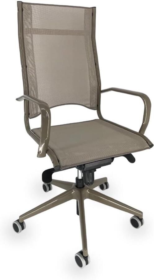 OFF LINE model BLICK Beige Mesh Executive Bureaustoel met Beige Gelakt Stalen Armleggers 70 x 55 x 125 cm