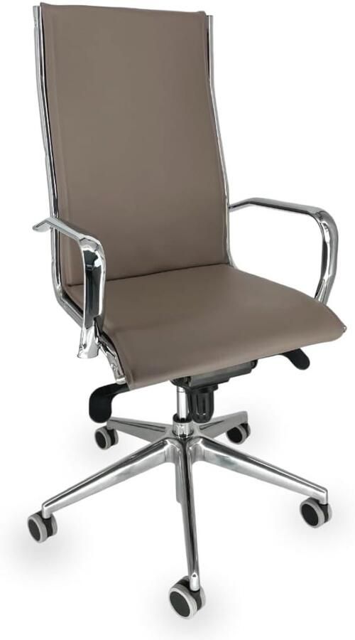 OFF LINE model VISTA Executive bureaustoel in beige kunstleer met verchroomd stalen armleuningen 70x70x120 cm