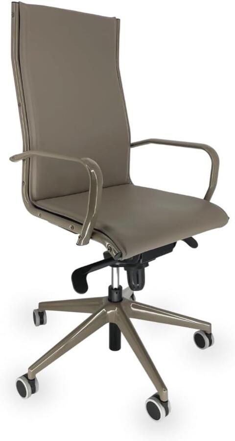 OFF LINE model VISTA Kunstlederen bureaustoel met gelakt stalen armleggers en rubberen wielen 70x70x120 cm
