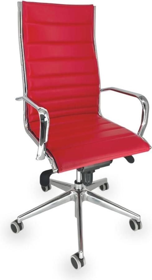 OFF LINE model VISTA Kunstleren bureaustoel met verchroomd stalen armleuningen en rubberen wielen 70x70x120 cm