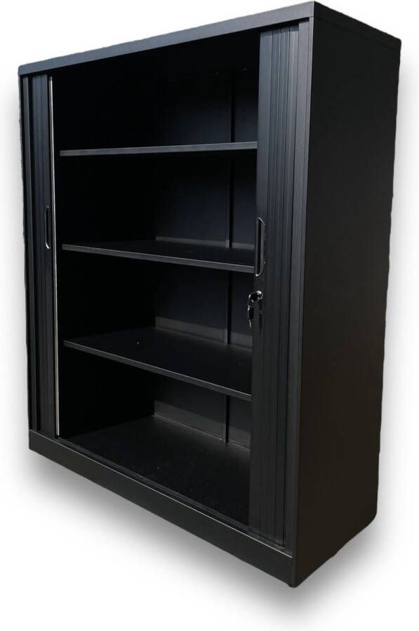 Offeco Archiefkast – Roldeurkast – Dossierkast – Zwart – Met slot 140x120x45 cm