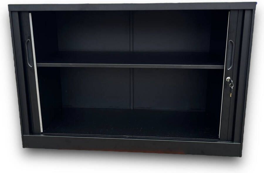 Offeco Archiefkast – Roldeurkast – Dossierkast – Zwart – Met slot 80x120x45 cm