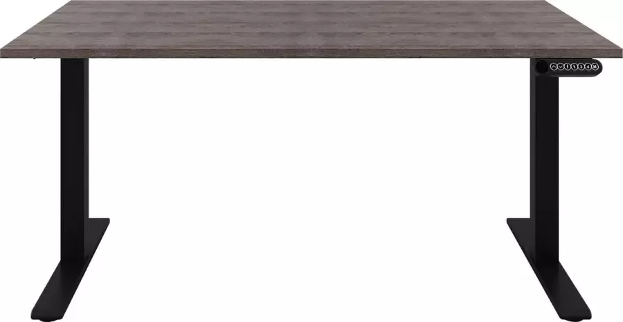 Offeco Zit sta Bureau  Verstelbaar bureau  120 x 80  Logan eiken  Zwart onderstel 2 motoren-- blad- onderstel- x80 - Foto 2