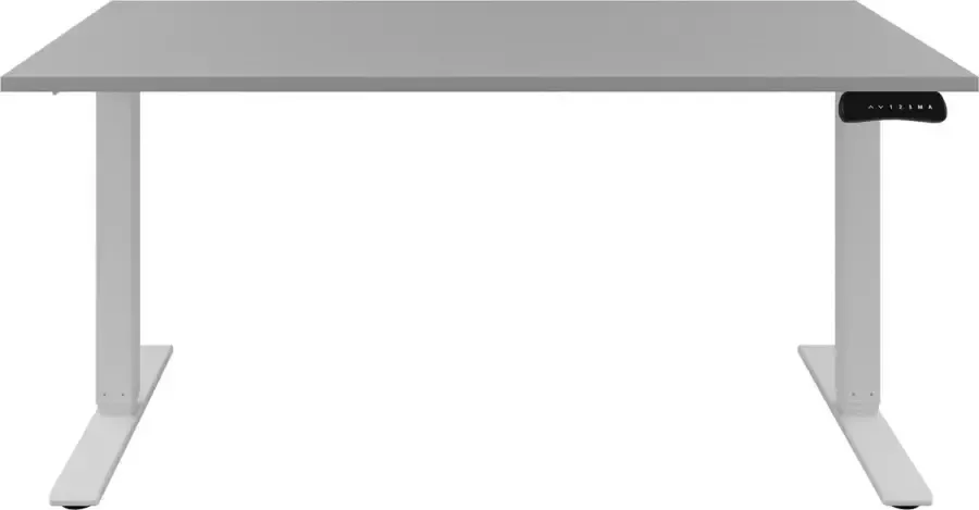 Offeco Zit sta Bureau Verstelbaar bureau  140 x 80 cm  Grijs bureaublad Wit onderstel 2 motoren-- blad- onderstel- x80