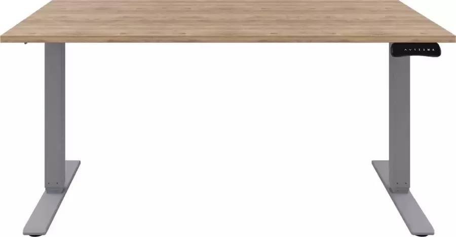 Offeco Zit sta Bureau Verstelbaar bureau  140 x 80 cm  Natuur eiken bureaublad Aluminium onderstel 2 motoren-- blad- onderstel- x80