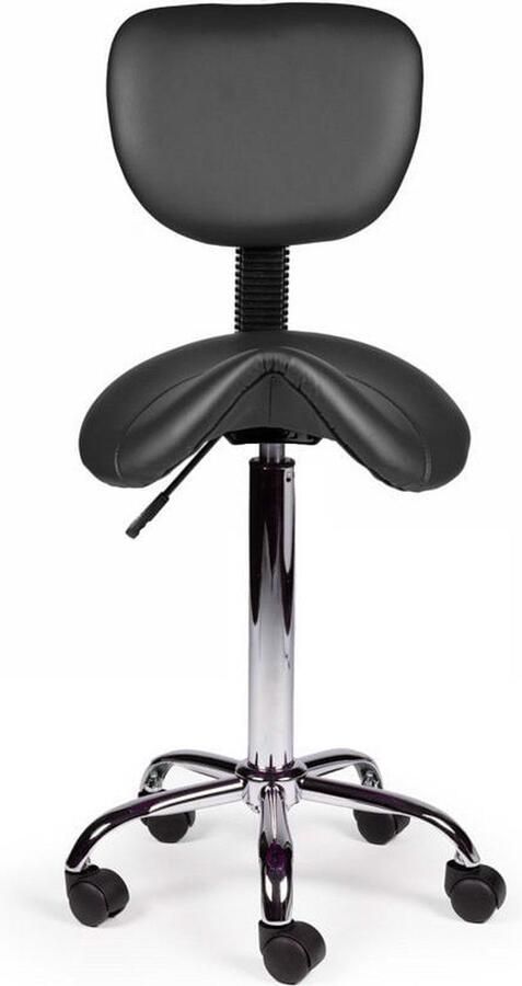 Zadelkruk Nederland Zadelkruk Rugleuning Standaard Zwart Zithoogte 50 68cm kruk op wielen krukje werkkruk zadelkruk bureaukruk kapperskruk verstelbaar draaikruk tabouret zadelkruk met rugleuning tot 160kg