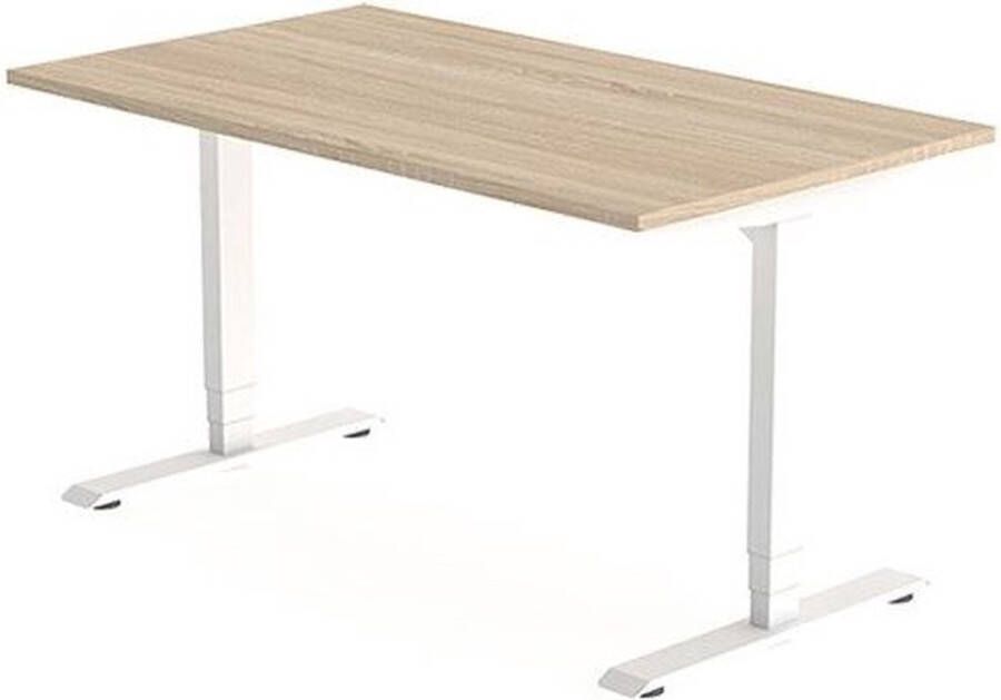 OfficeCity Elektrisch zit sta bureau 5ive Bladkleur Licht Eiken Onderstelkleur Wit B140 x D80cm