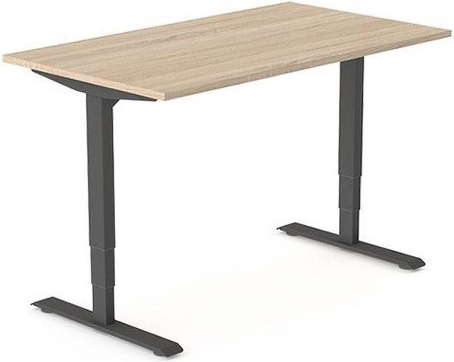 OfficeCity Elektrisch zit sta bureau 5ive Bladkleur Licht Eiken Onderstelkleur Zwart B160 x D80cm