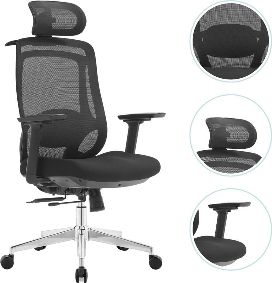 OfficeSense OS120 Ergonomische Bureaustoel – Mesh Kantoorstoel – NEN1335 – Kantelbaar – Lendensteun – Volwassenen – Zwart – Comfort Design