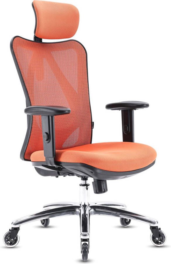 OfficeSense OS1000 Ergonomische Bureaustoel – Bureaustoelen voor volwassenen Verstelbaar – Office Chair – Oranje Incl. Verbeterde Wielen