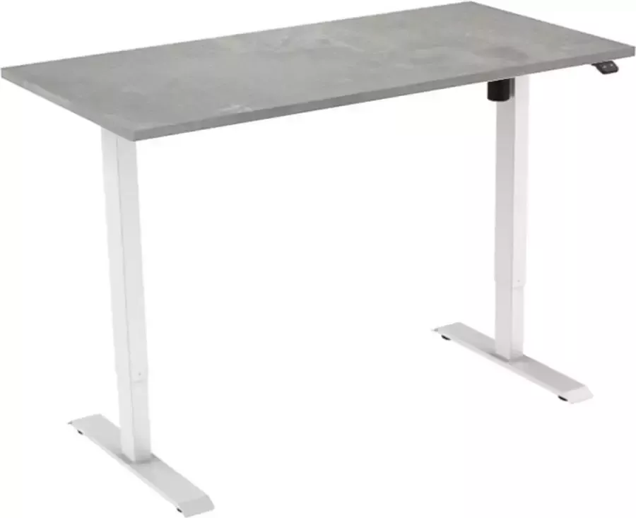 Officetopper Elektrisch zit-sta bureau Basic 160 Betonlook Wit