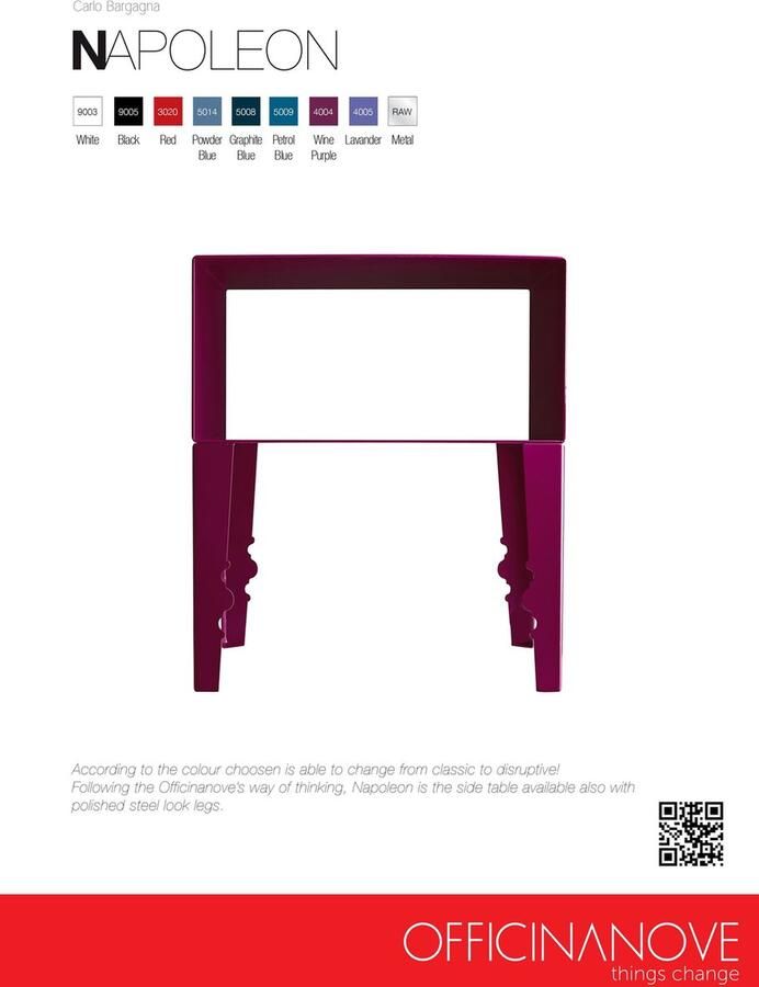 Officinanove Meubelen Bijzettafel Napoleon Chroom Look Onderstel Edelstaal Zwart