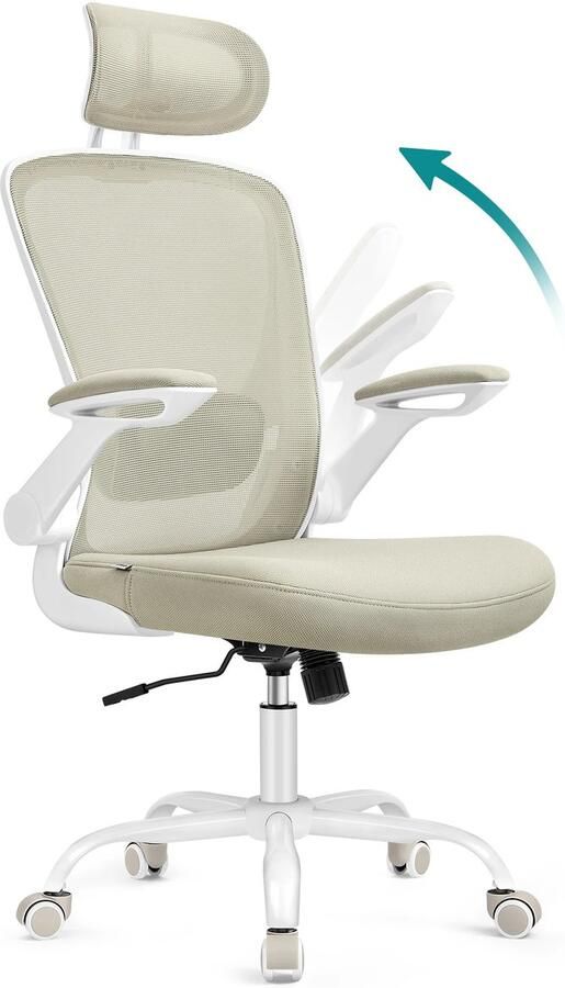 Offlice Ergonomische Bureau stoel In Hoogte Verstelbare Bureaustoel Wit gaas Speciaal ontwerp tegen rugklachten