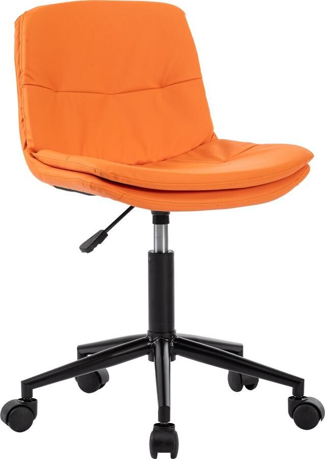 Seven Comfort Bureaustoel zonder armleuningen Ergonomisch In Hoogte Verstelbaar Draaibare zitting met brede zitting voor thuis slaapkamer Oranje