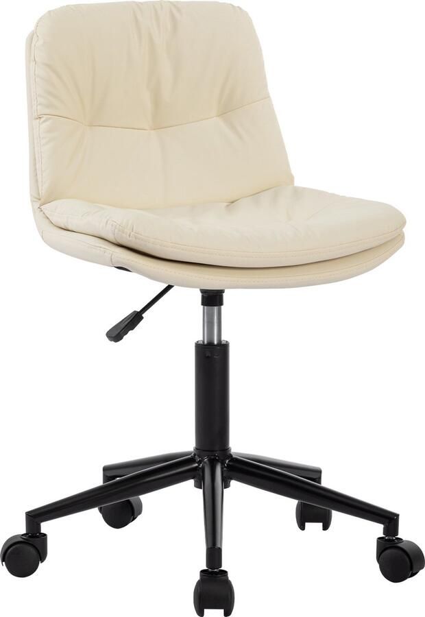 Seven Comfort Bureaustoel zonder armleuningen Ergonomisch In Hoogte Verstelbaar Draaibare zitting met brede zitting voor thuis slaapkamer Wit