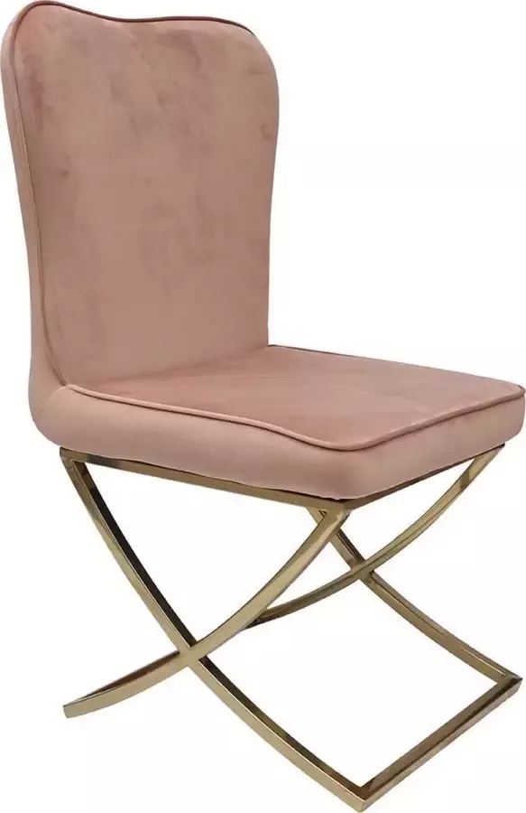 Ohno Furniture Aken Eetkamerstoel Stoel Fluweel Roze Goud