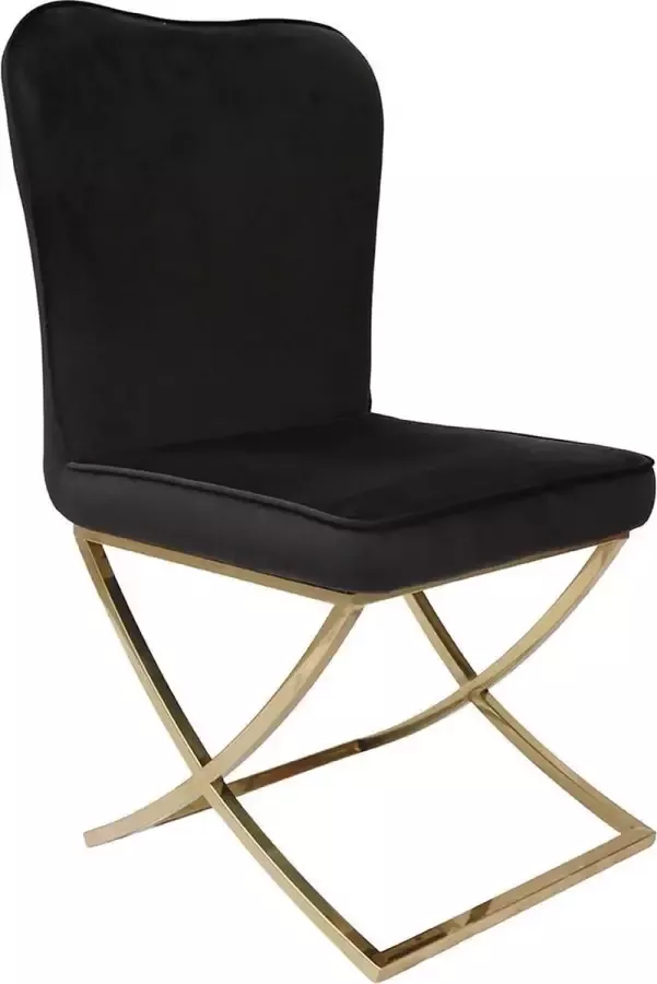 Ohno Furniture Aken Eetkamerstoel Stoel Fluweel Zwart Goud