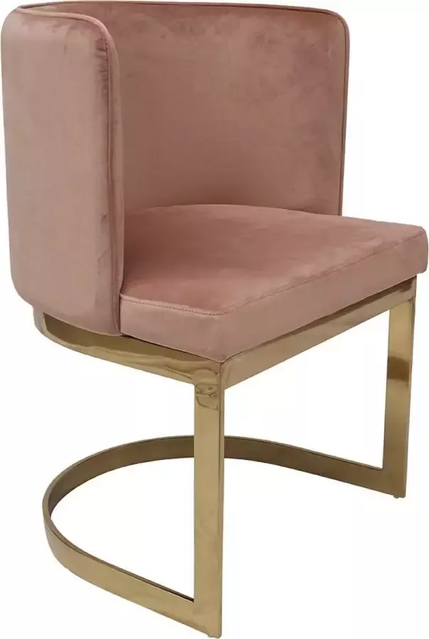 Ohno Furniture Atlanta Eetkamerstoel Stoel Fluweel Roze Goud