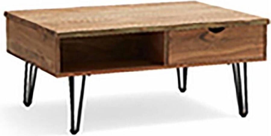 Ohno Furniture Bayley Salontafel Retro Meubels Koffietafel Tafel Acaciahout Zwart Industrieel