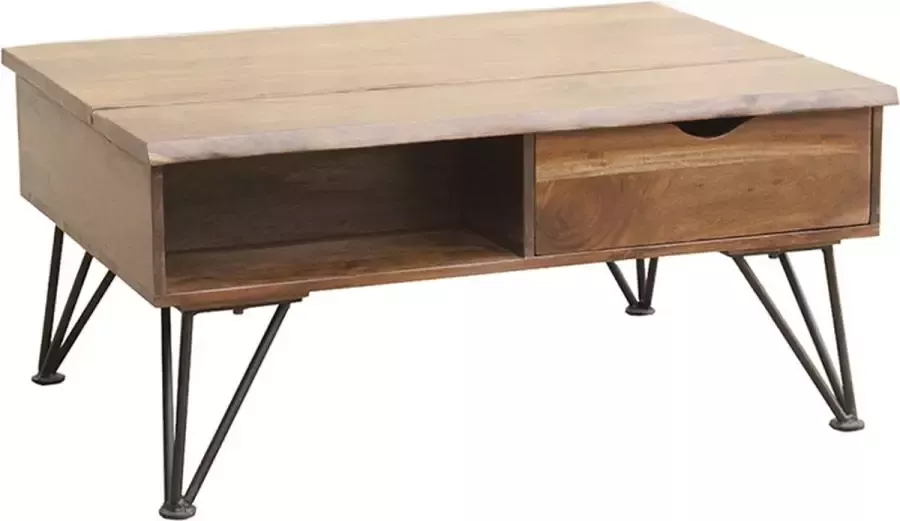 Ohno Furniture Bayley Salontafel Retro Meubels Koffietafel Tafel Acaciahout Zwart Industrieel - Foto 2