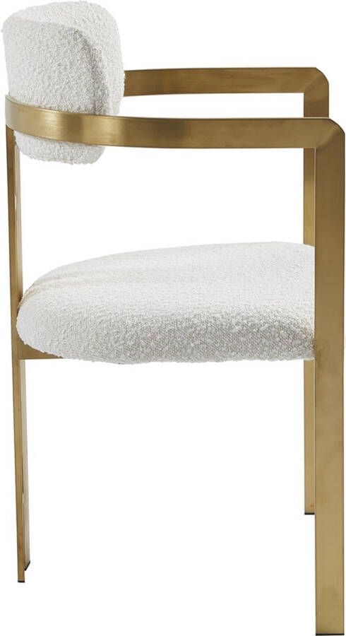 Ohno Chandler Teddy Eetkamerstoel Witte Stoffen Zitting & Rugleuning Goudkleurig Metalen Frame