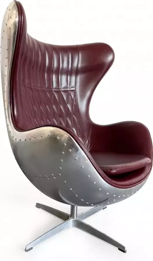 Ohno Furniture Copenhagen Lounge Stoel loungestoel egg chair leren stoel Rood Zilver