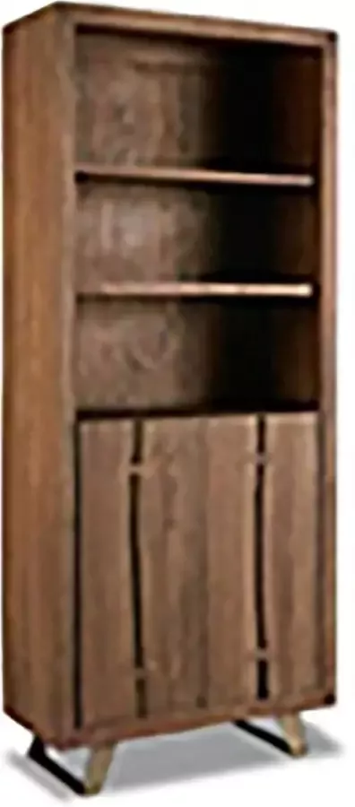 Ohno Furniture Corbin Boekenkast Retro Meubels Walnoothout RVS Zwart Industrieel