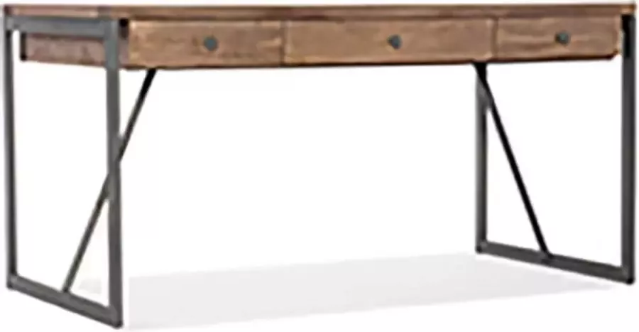 Ohno Furniture Jax Bureau Retro Meubels Walnoothout RVS Zwart Industrieel