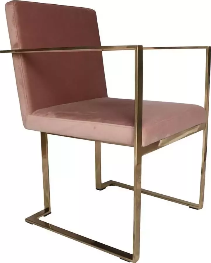 Ohno Furniture Kansas Eetkamerstoel Stoel Fluweel Roze Goud