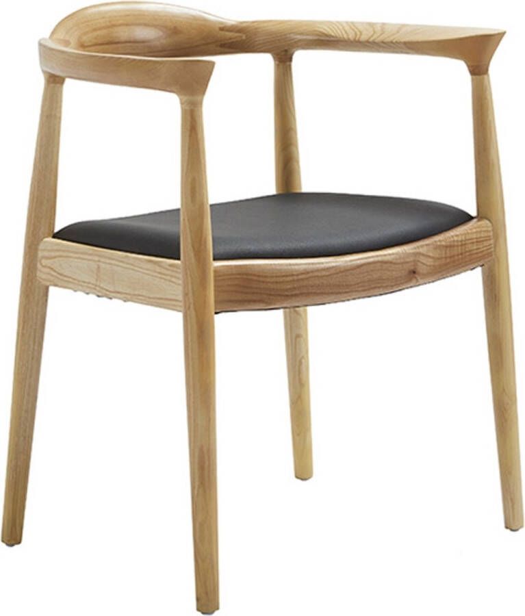 Ohno Lahti Houten Eetkamerstoel Naturel Met Leatherlook Zitting
