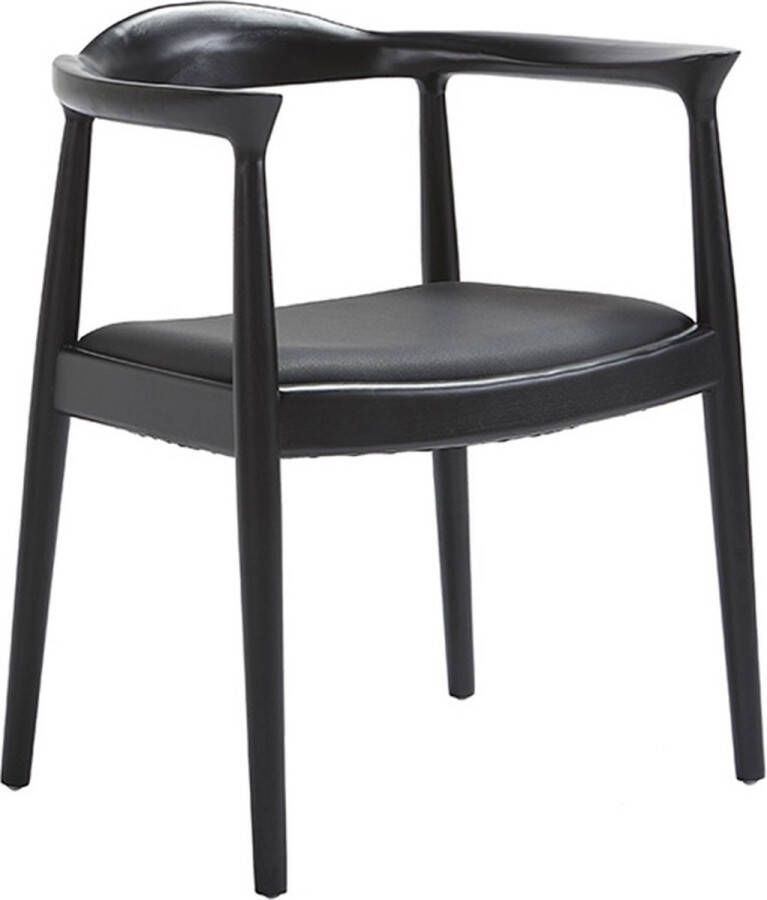 Ohno Lahti Houten Eetkamerstoel Zwart Met Leatherlook Zitting