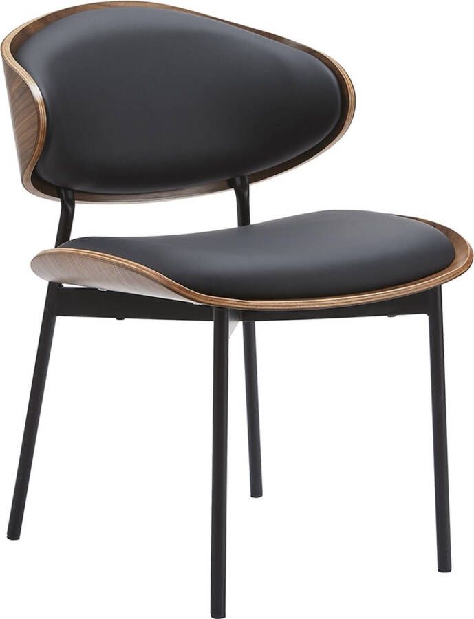 Ohno Furniture Milton Houten Eetkamerstoel met Leer Zwart