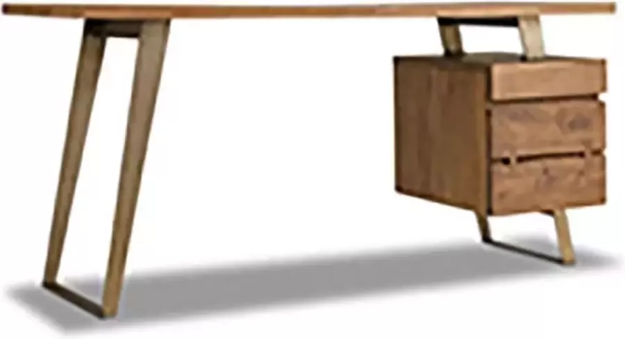 Ohno Furniture Nia Bureau Retro Meubels Walnoothout RVS Zwart Industrieel