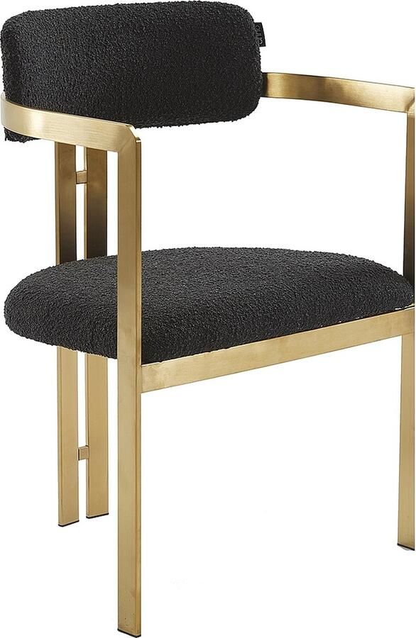 Ohno Chandler Teddy Eetkamerstoel Zwarte Stoffen Zitting & Rugleuning Goudkleurig Metalen Frame