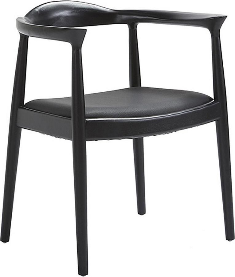 Ohno Lahti Houten Eetkamerstoel Zwart Met Leatherlook Zitting