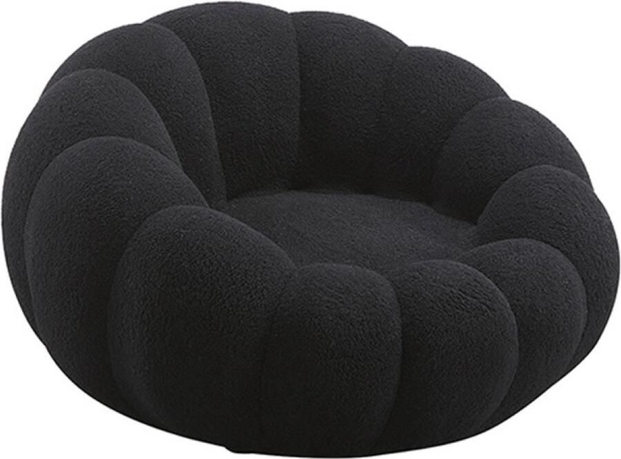 Ohno Madison Teddy Fauteuil Zwart Super Zachte Stof Unieke Vorm
